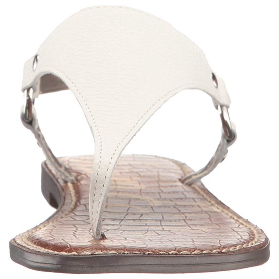 Sandal nữ Sam Edelman Women's Greta Flat Sandal Color Bright White Leather - Giày xuất Mỹ