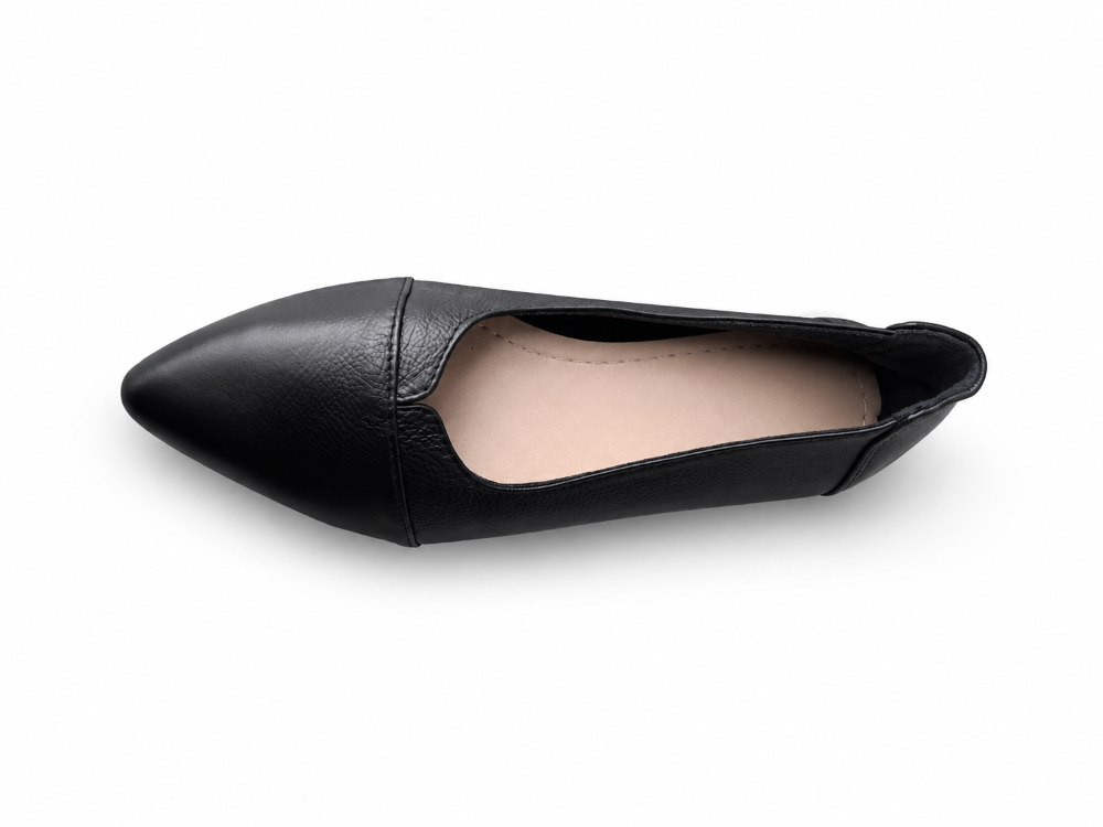 Giày búp bê nữ da bò thật VNXK Womens Flexy Flat Black Leather mềm và êm - Giày nữ xuất Mỹ, Âu