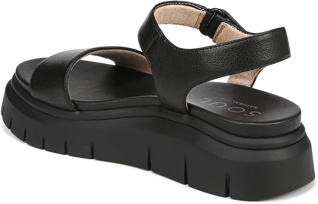 Sandal nữ Naturalizer Womens Sandales plates Poppi avec sangles de cheville pour femme Color Black - Giày nữ xuất dư Âu, Mỹ