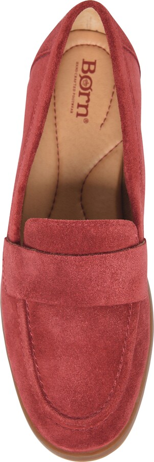 Giày lười nữ da thật Børn Apron Toe Loafer màu đỏ đậm - Giày da xuất khẩu Mỹ, Âu
