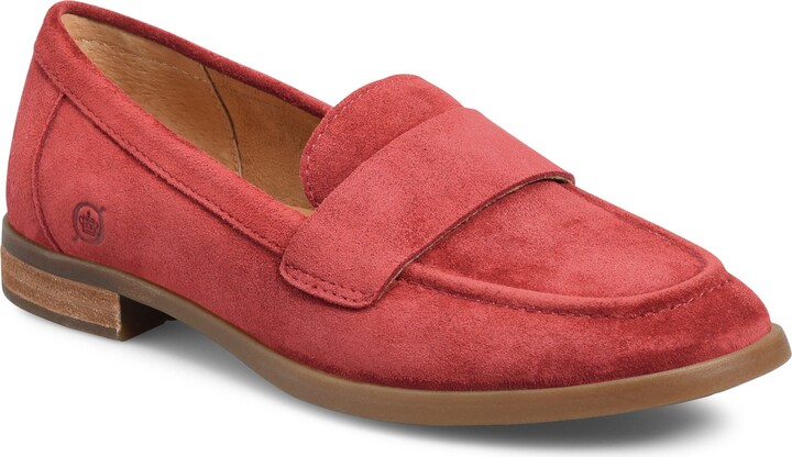 Giày lười nữ da thật Børn Apron Toe Loafer màu đỏ đậm - Giày da xuất khẩu Mỹ, Âu