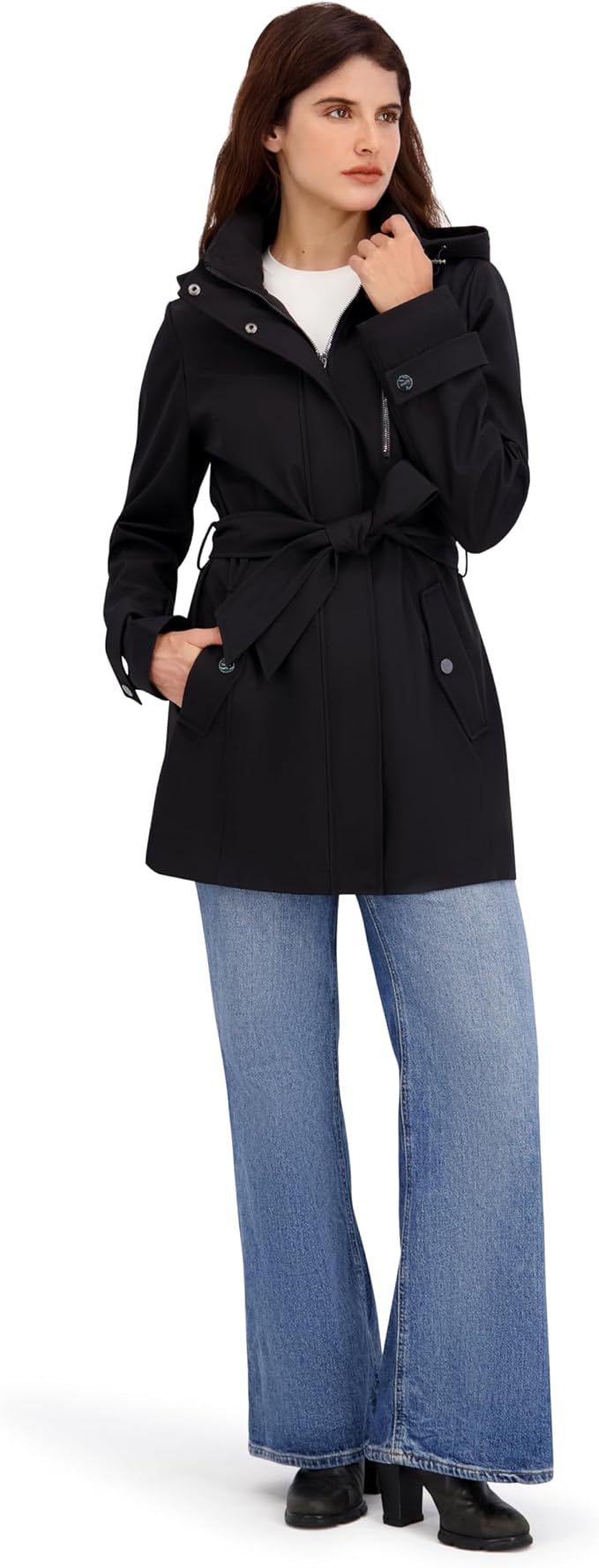 Áo Khoác Nữ Xuất Dư Âu, Mỹ Nautica Bonded Rain Jacket With Belt – Chống Thấm, Chống Gió, Sang Trọng, Thanh Lịch
