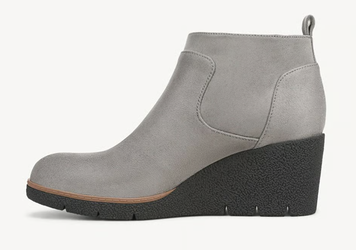 Boot nữ da thật Dr. Scholl's Women's Bianca Wedge Bootie Color Calm Grey Microfiber - Giày nữ xuất khẩu Âu, Mỹ