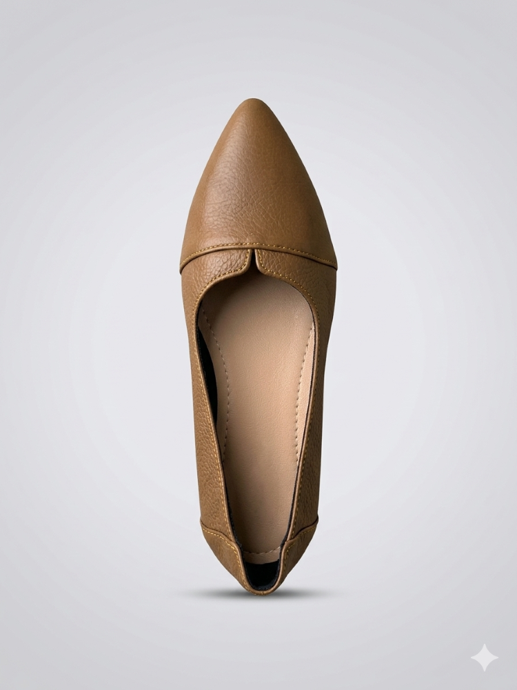 Giày búp bê nữ da bò thật VNXK Womens Flexy Flat Brown Leather màu nâu mềm và êm - Giày nữ xuất Mỹ, Âu