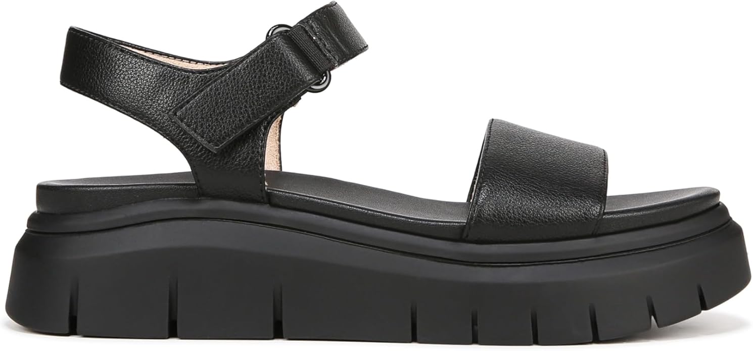 Sandal nữ Naturalizer Womens Sandales plates Poppi avec sangles de cheville pour femme Color Black - Giày nữ xuất dư Âu, Mỹ