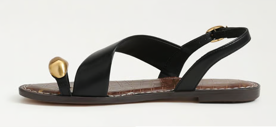 Sandal nữ VNXK Sam Edelman Grace Toe Strap Sandal Color Black Leather - Giày nữ xuất dư Âu, Mỹ