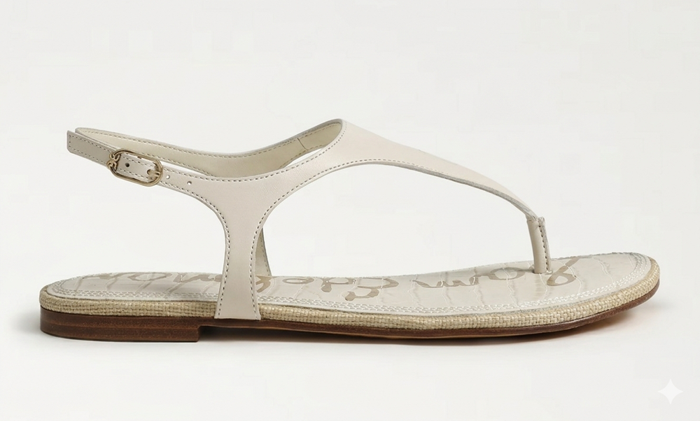 Sandal nữ SAM EDELMAN Womens Canna Thong Flat Sandal Color Modern Ivory Leather - Giày nữ xuất dư Âu, Mỹ