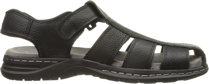 Sandal nam da thật Dr. Scholl's Mens Gaston Leather Casual Fisherman Sandals Black Leather - Giày nam xuất khẩu Âu, Mỹ