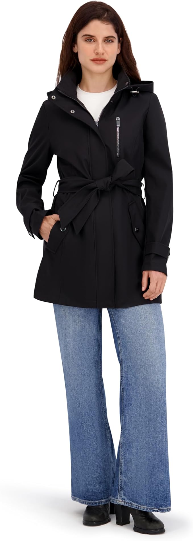 Áo Khoác Nữ Xuất Dư Âu, Mỹ Nautica Bonded Rain Jacket With Belt – Chống Thấm, Chống Gió, Sang Trọng, Thanh Lịch