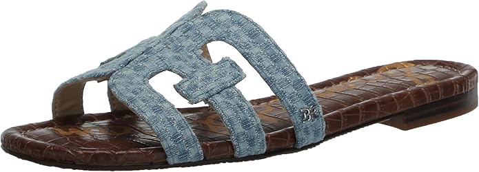 Sandal nữ Sam Edelman Women's Bay Slide Sandal Color Montrose Blue Denim - Giày nữ xuất dư Âu, Mỹ