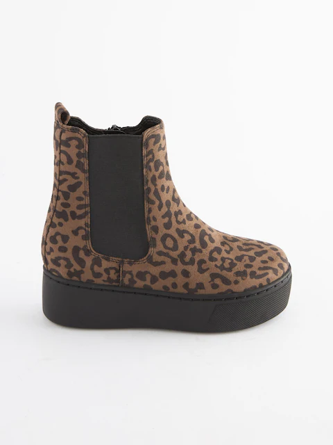 Boot nữ da thật Next Tan Brown Print Chunky Chelsea Boots - Giày da xuất dư sang Mỹ