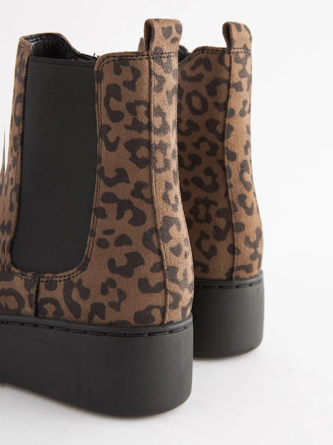 Boot nữ da thật Next Tan Brown Print Chunky Chelsea Boots - Giày da xuất dư sang Mỹ
