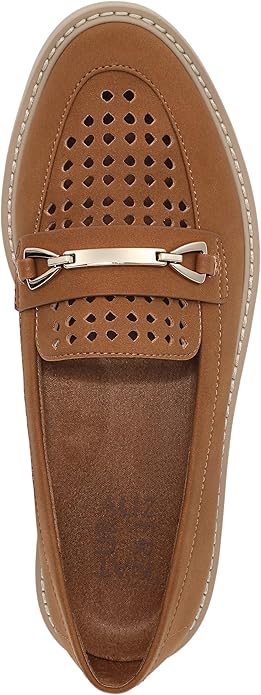Giày nữ VNXK siêu nhẹ, siêu êm, siêu thoáng Naturalizer Women's Elin Loafer Color Brown Perforated - Giày nữ xuất Mỹ, Âu