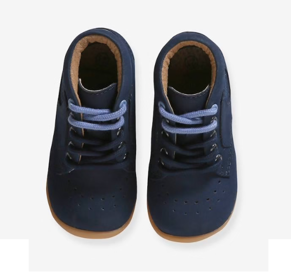 Giày Trẻ Em Vertbaudet Lace-Up Soft Leather Ankle Boots for Babies – Navy Blue | Hàng Xuất Dư Âu, Mỹ