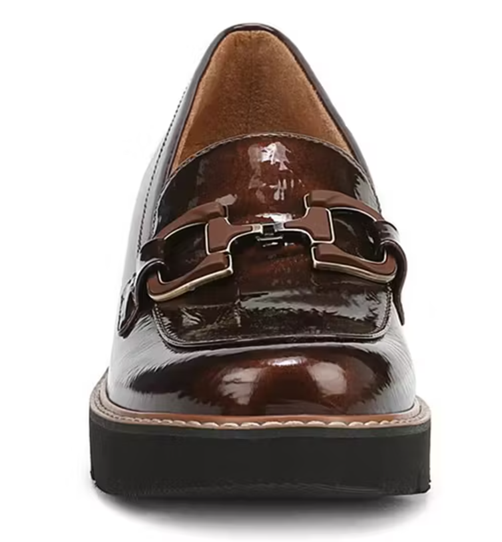 Giày nữ  SOUL Naturalizer Dark Brown Patent Leather Lug Sole Platform Loafers with Bits Color  Brown  - Giày nữ xuất Âu, Mỹ