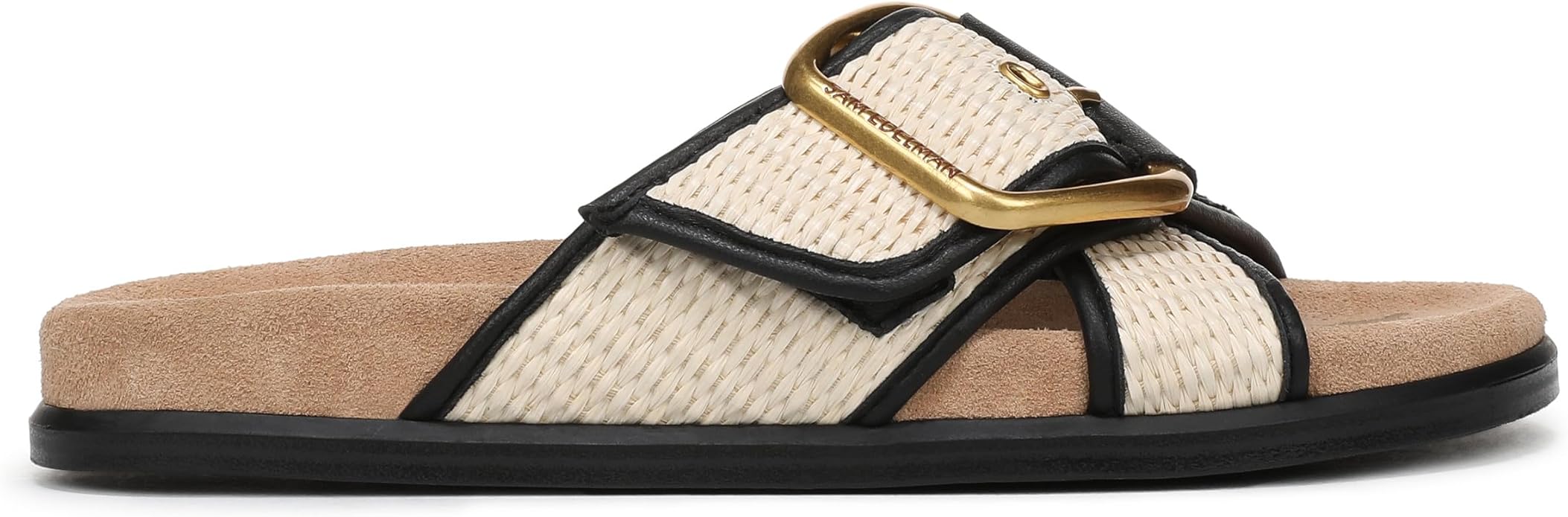 Sandal nữ SAM EDELMAN Womens Darla Multi Buckle Slide Sandal Color Linen/Black Faux Raffia - Giày nữ xuất dư Âu, Mỹ