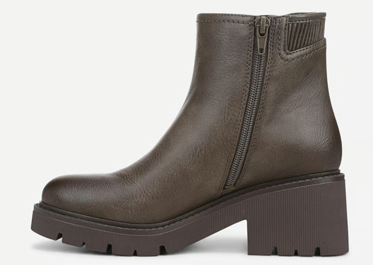 Boot cao cổ nữ da thật Naturalizer Janet Water Repellent Platform Bootie Color Mushroom Grey Leather- Giày nữ xuất khẩu Âu, Mỹ