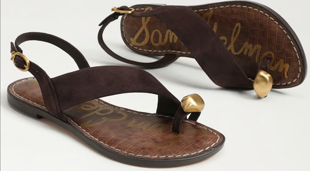 Sandal nữ VNXK Sam Edelman Grace Toe Strap Sandal Color Café Noir Suede - Giày nữ xuất dư Âu, Mỹ