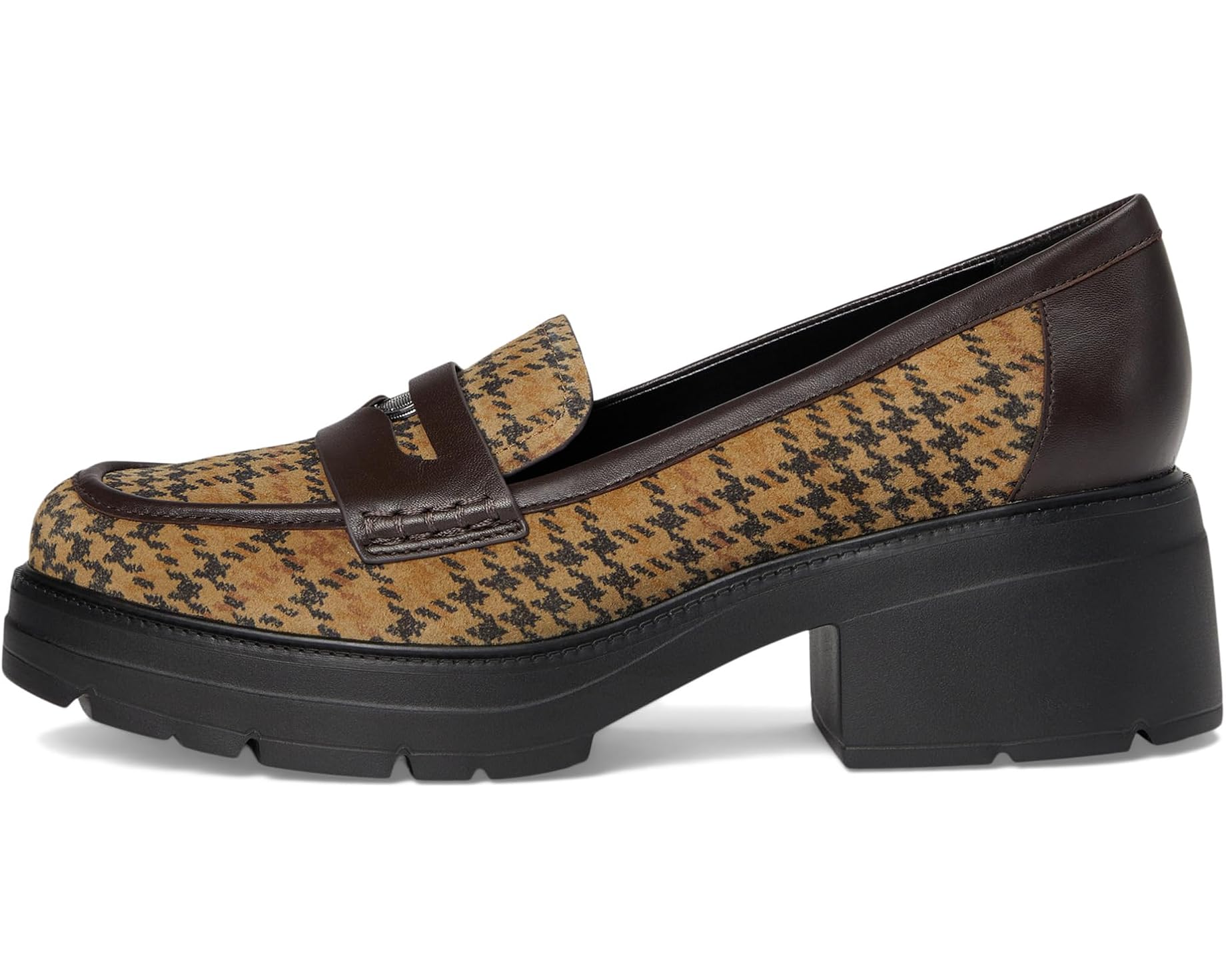 Giày nữ VNXK Naturalizer Women's Corrine Platform Loafer Color Olive Houndstooth Suede- Giày nữ xuất Mỹ, Âu