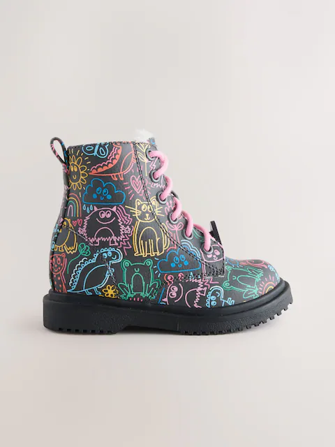 Giày bé gái Next Multi Standard Fit (F) Lace-Up Ankle Boots - Giày trẻ em xuất dư Âu, Mỹ