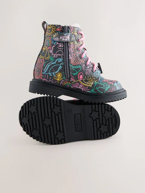 Giày bé gái Next Multi Standard Fit (F) Lace-Up Ankle Boots - Giày trẻ em xuất dư Âu, Mỹ