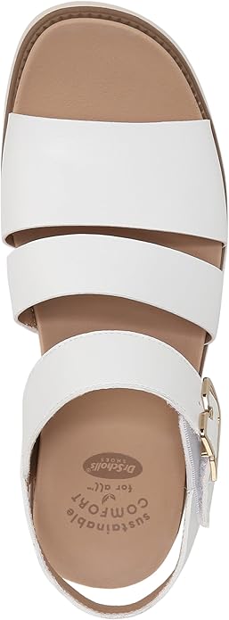 Sandal nữ Dr. Scholl's Shoes Women's Island Glow Flat Sandal Colour Name White Smooth - Giày xuất dư Mỹ