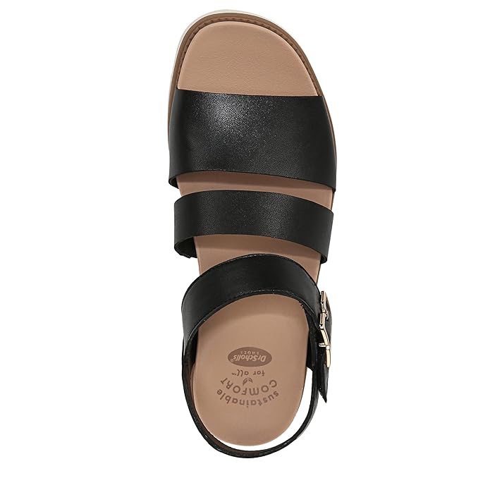 Sandal nữ Dr. Scholl's Shoes Women's Island Glow Strappy Flat Sandal Colour Black Smooth - Giày xuất dư Mỹ