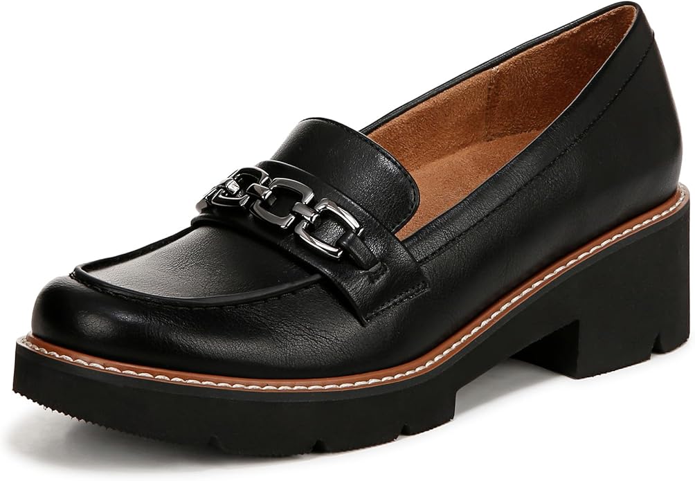 Giày nữ VNXK Naturalizer Womens Cabana Lug Sole Slip on Loafer Color Black Smooth - Giày nữ xuất Mỹ, Âu