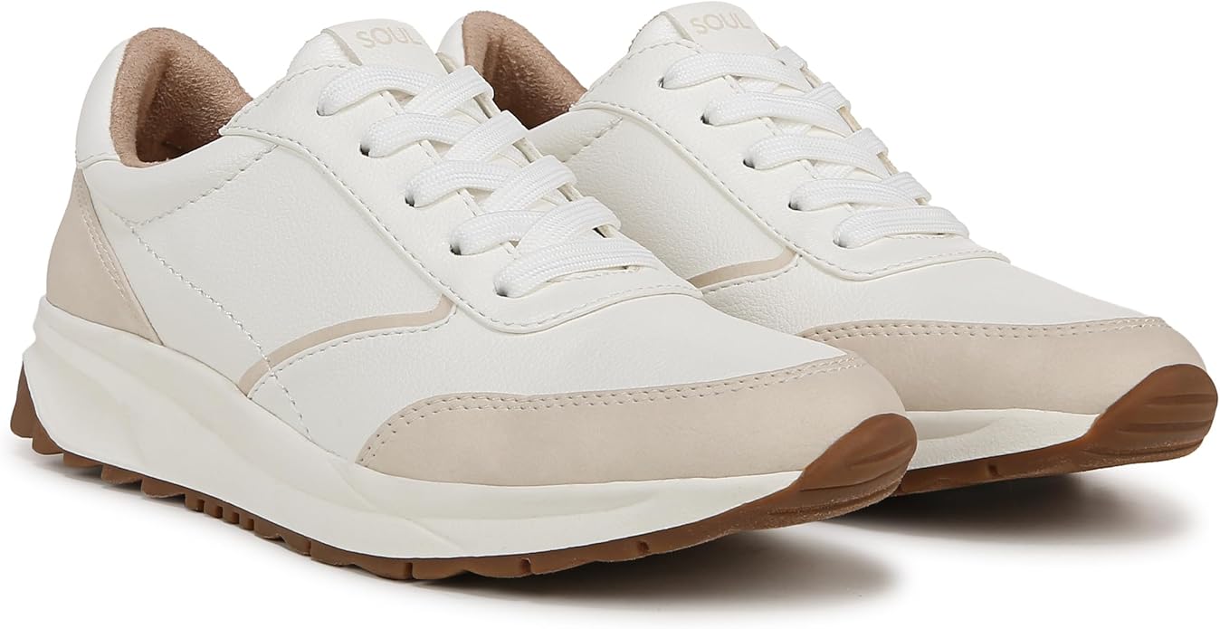 Giày nữ VNXK SOUL Naturalizer Womens Jackson Lace Up Sneakers Color White/Beige - Giày nữ xuất Mỹ, Âu