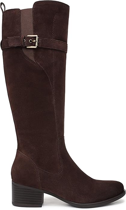 Boot nữ Naturalizer Women's Kenna Wide Calf Western Boot Color Chocolate Bar Brown Suede  - Giày nữ xuất khẩu Âu, Mỹ