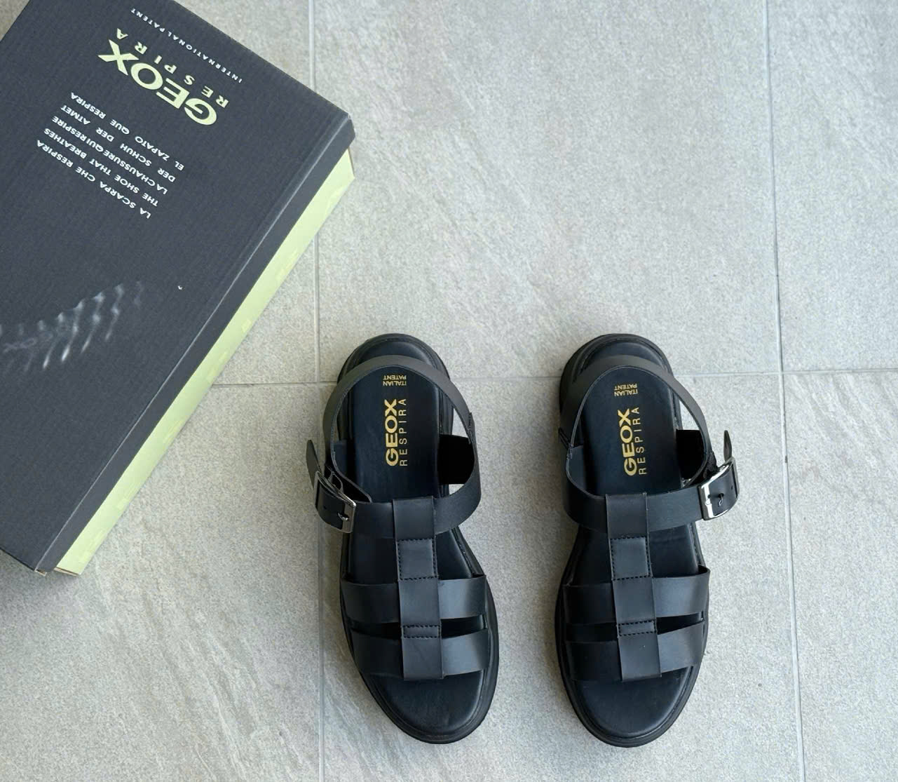 Sandal nữ Geox womens D Adacter S B Color Black Leather  - Giày nữ xuất dư Âu, Mỹ