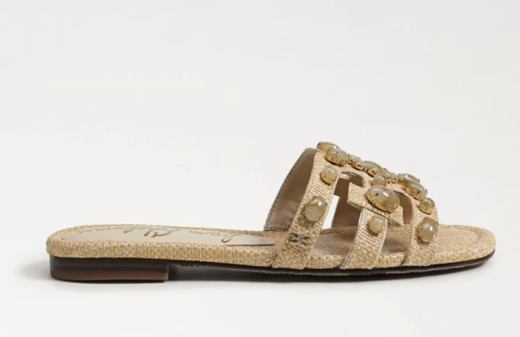 Sandal nữ Sam Edelman Bay Ray Slide Sandal Colour Name Bleached Beech Wood - Giày nữ xuất dư Âu, Mỹ