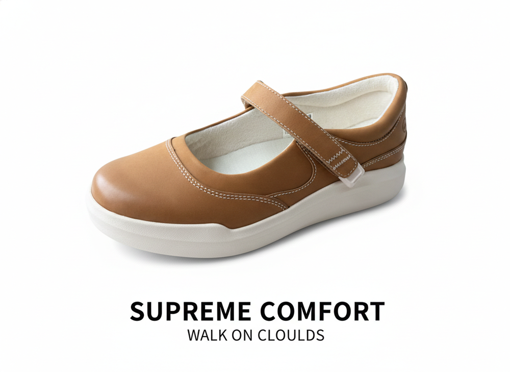 Giày búp bê Mary Jane nữ siêu nhẹ Women's Casual Mary Jane No. 19 Color Cognac - Giày nữ xuất khẩu Âu, Mỹ