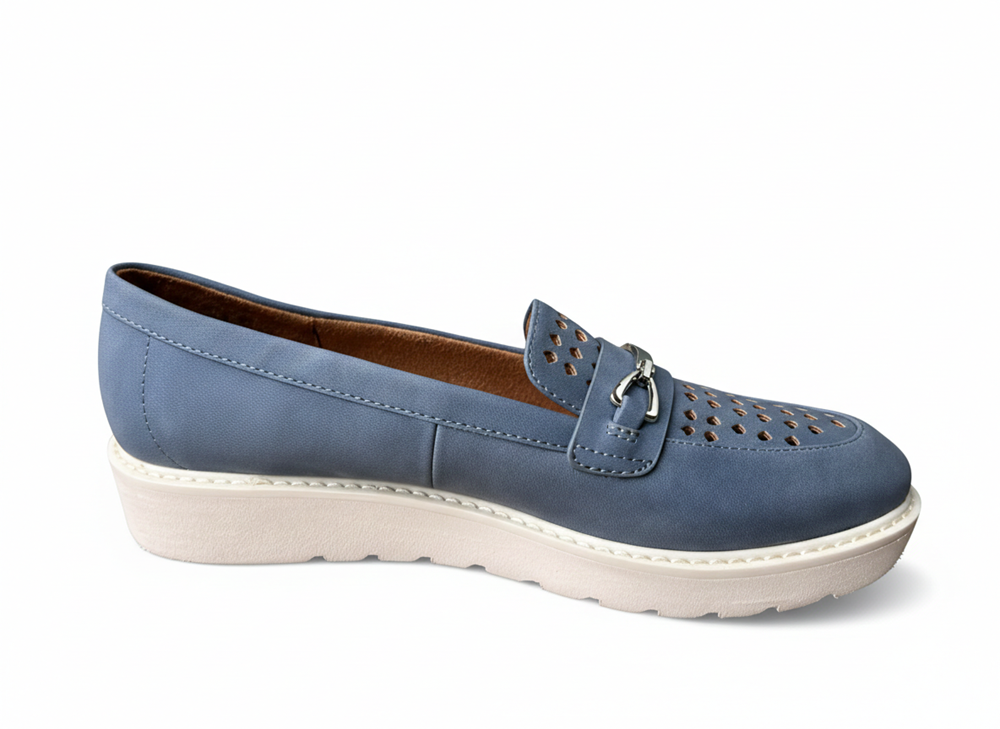 Giày nữ VNXK siêu nhẹ, siêu êm, siêu thoáng Naturalizer Women's, Isla Loafer Color Lux Navy Faux Leather - Giày nữ xuất Mỹ, Âu