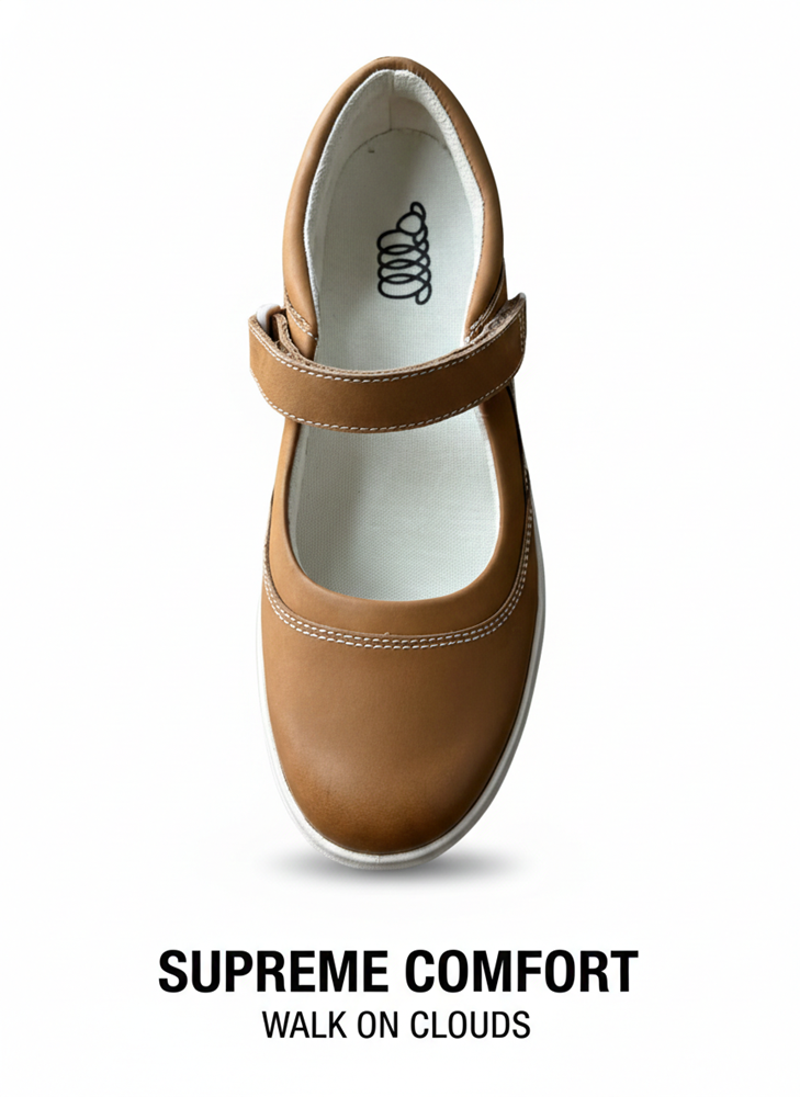 Giày búp bê Mary Jane nữ siêu nhẹ Women's Casual Mary Jane No. 19 Color Cognac - Giày nữ xuất khẩu Âu, Mỹ