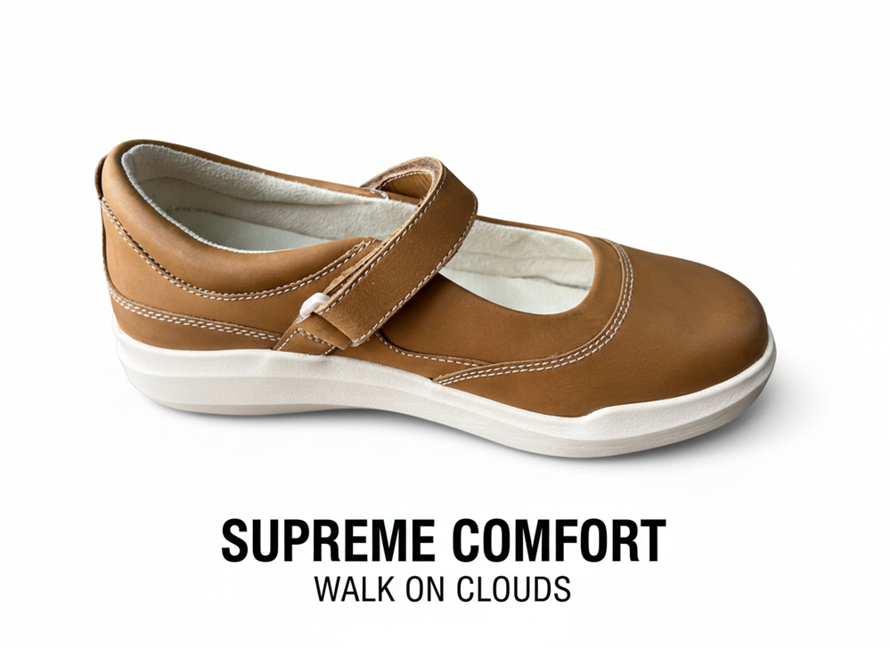 Giày búp bê Mary Jane nữ siêu nhẹ Women's Casual Mary Jane No. 19 Color Cognac - Giày nữ xuất khẩu Âu, Mỹ