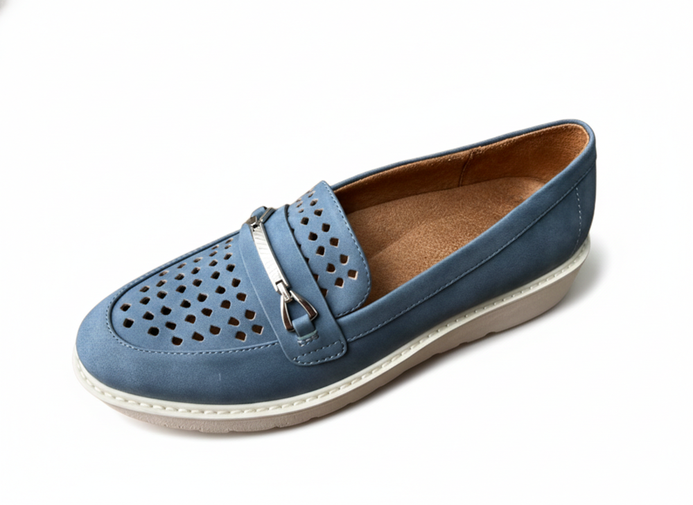 Giày nữ VNXK siêu nhẹ, siêu êm, siêu thoáng Naturalizer Women's, Isla Loafer Color Lux Navy Faux Leather - Giày nữ xuất Mỹ, Âu
