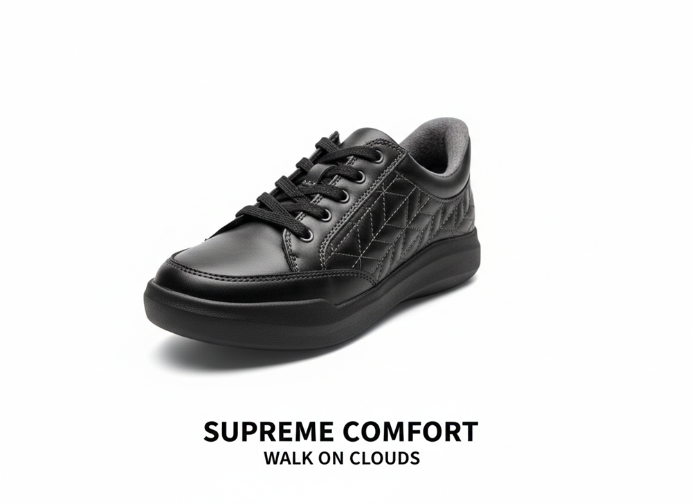 Giày nữ siêu nhẹ  Anodyne Womens No. 75 Casual Sport Sneaker Black Leather - Giày nữ xuất khẩu Âu, Mỹ