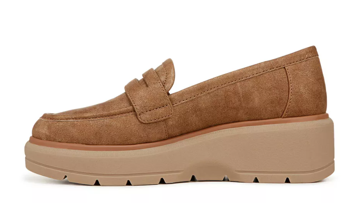 Giày nữ Womens DR. SCHOLL'S NICE DAY MAX Honey Brown RECYCLED Wedge Penny Loafer - Giày nữ xuất khẩu Âu, Mỹ