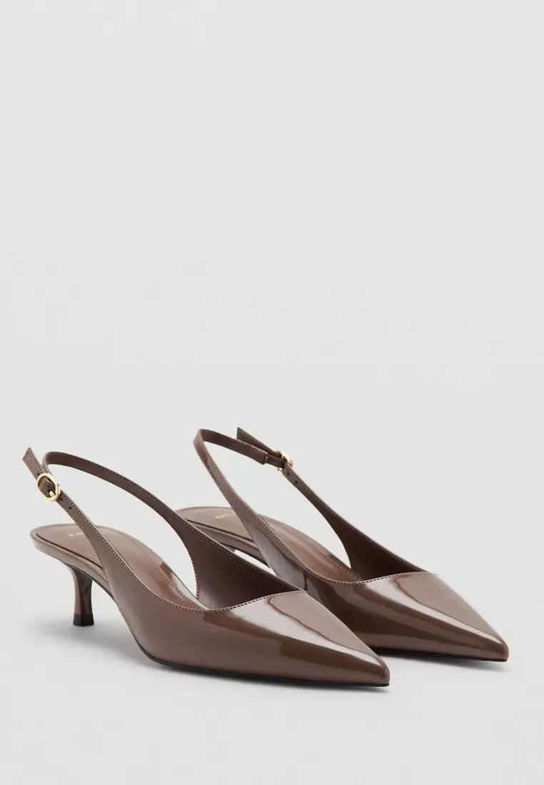 GIÀY CAO GÓT NỮ M@.N.G@ PATENT HEELED SHOES MÀU NÂU – THANH LỊCH, SANG TRỌNG, GIÁ TỐT BẤT NGỜ