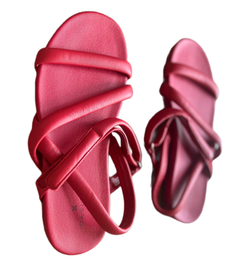 Dép sandal nữ Caslon đế bằng, quai hậu màu đỏ - Hàng xuất Mỹ