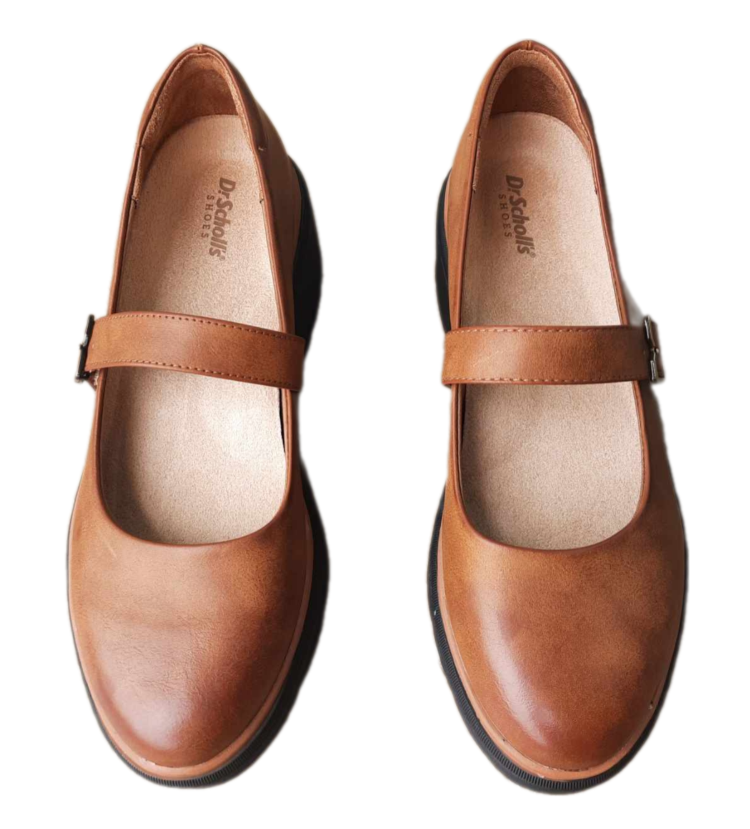 Giày búp bê nữ Dr Scholl's da sáp thật màu nâu - Giày nữ xuất Âu, Mỹ