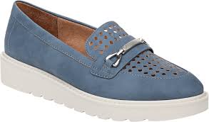 Giày nữ VNXK siêu nhẹ, siêu êm, siêu thoáng Naturalizer Women's, Isla Loafer Color Lux Navy Faux Leather - Giày nữ xuất Mỹ, Âu