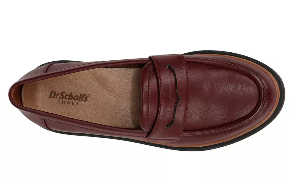 Giày nữ Womens DR. SCHOLL'S NICE DAY MAX Burgundy RECYCLED Wedge Penny Loafer - Giày nữ xuất khẩu Âu, Mỹ