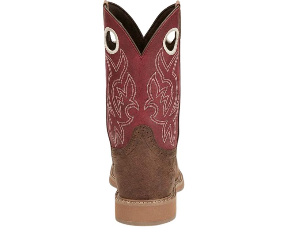 Giày bảo hộ nam, giày đi xe PKL, giày đi phượt da bò thật, chống nước, mũi bọc thép, đế cách điện và chống đinh chính hãng Justin Men's All Around 11" Walnut Brown Buffalo Steel Toe Work Boot - Giày xuất dư Mỹ