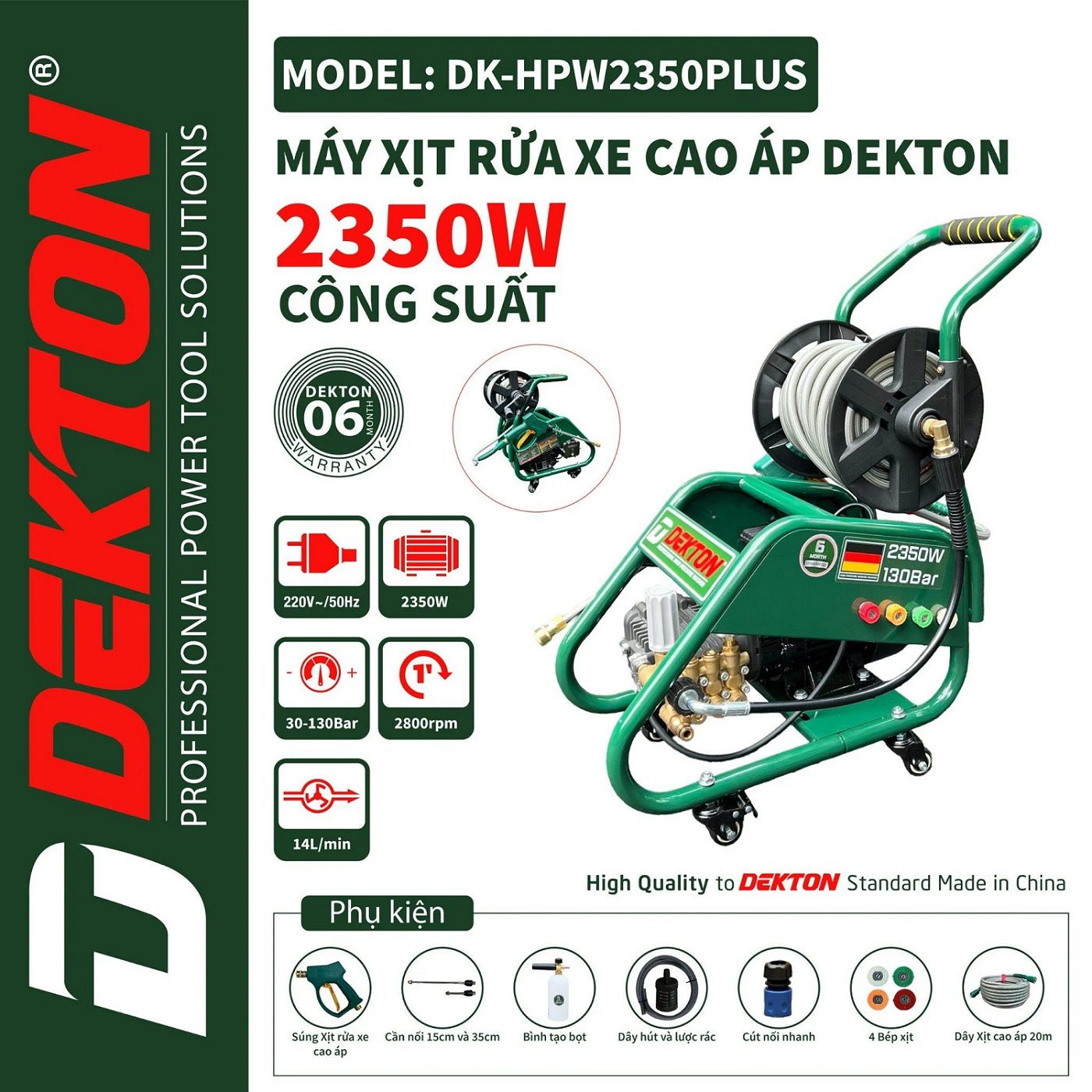 Máy rửa xe điện DEKTON DK-HPW2350AFR (CAO ÁP)