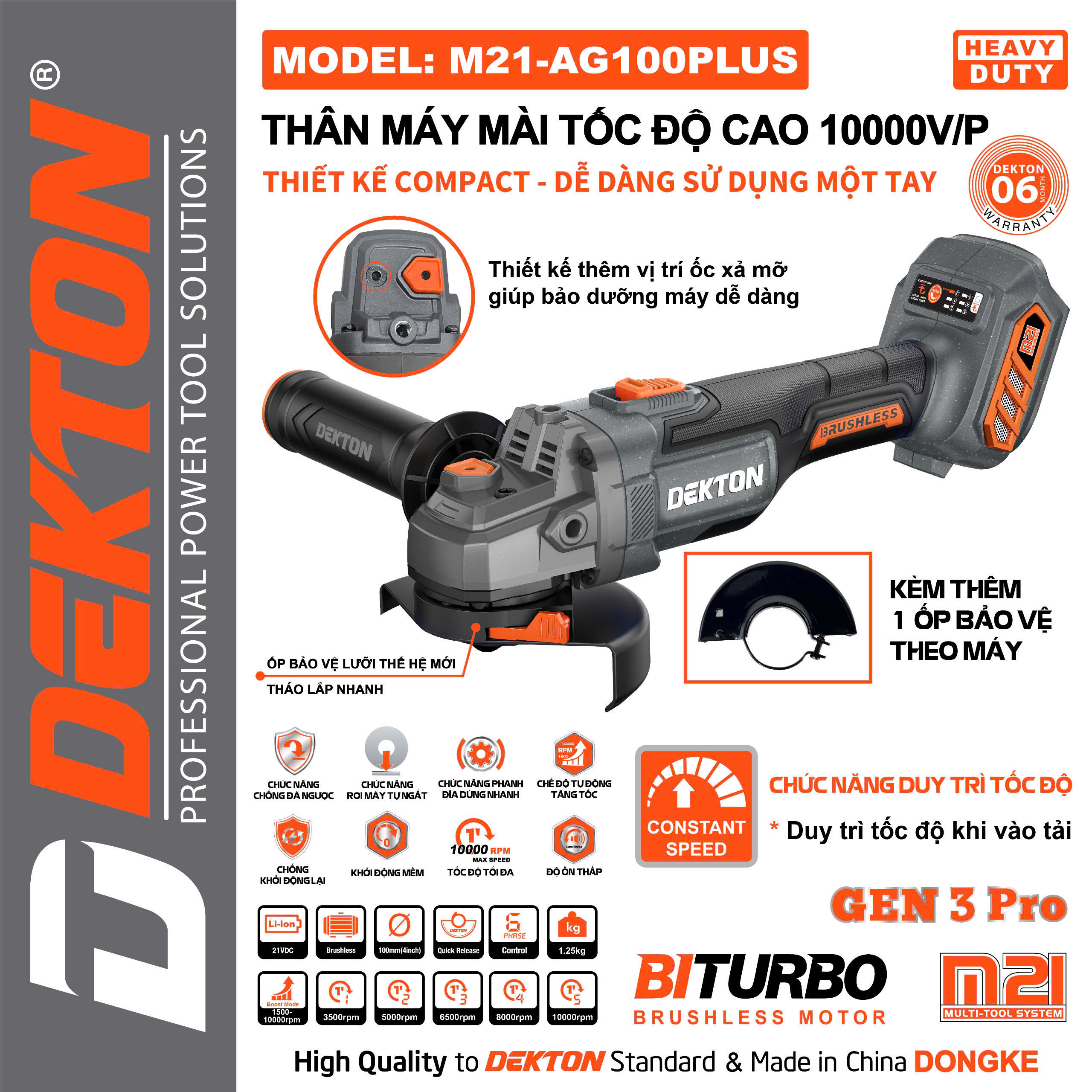 Máy mài tốc độ cao dùng pin DEKTON M21-AG100PLUS (chưa pin sạc)