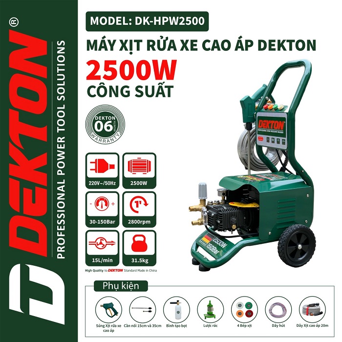 Máy rửa xe điện DEKTON DK-HPW2500 (CAO ÁP)