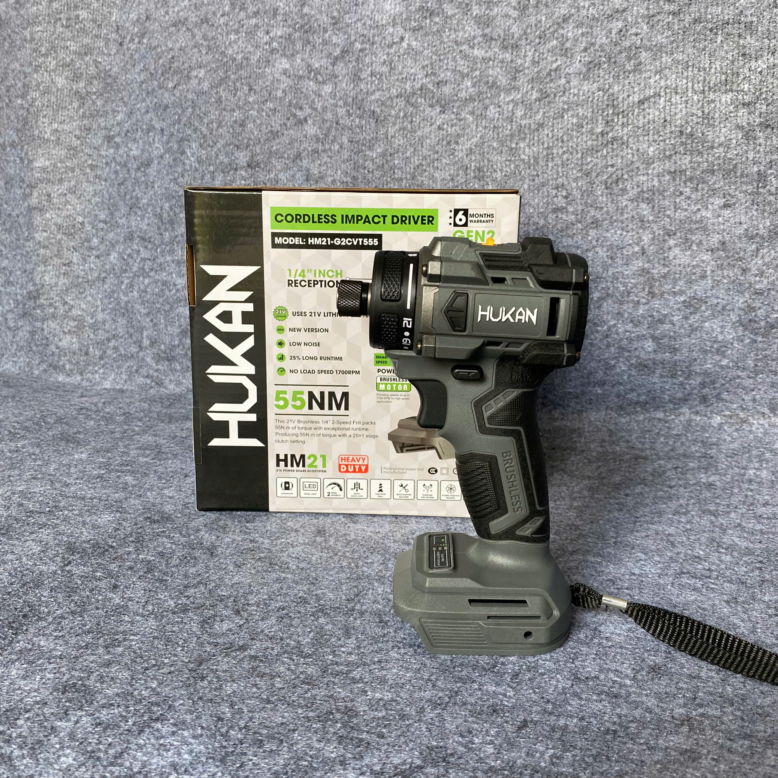 Máy chuyên vít trượt dùng pin HUKAN HM21-G2CVT555 (chưa có pin và sạc)