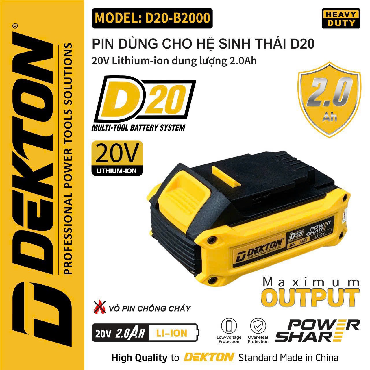 Dòng pin D20 của DEKTON 2Ah - 4Ah